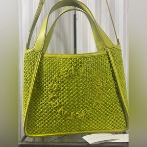 ****SOLD******Stella McCartney * Stella Logo Raffia Tote Bag in Lime Green
